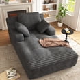 thumbnail image 1 of 67'' Oversized Chaise Lounge Chair, Cloud Plush Corduroy Sofa Bed for Living Room, Modern Deep Seat Sleeper Couch with Back Cushion, No Assembly Required, (Charcoal), 1 of 15