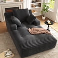 thumbnail image 1 of 67'' Oversized Chaise Lounge Chair, Cloud Plush Corduroy Sofa Bed for Living Room, Modern Deep Seat Sleeper Couch with Back Cushion, No Assembly Required, (Deep Black), 1 of 15