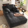 thumbnail image 1 of 67'' Oversized Chaise Lounge Chair, Cloud Plush Corduroy Sofa Bed for Living Room, Modern Deep Seat Sleeper Couch with Back Cushion, No Assembly Required, (Deep Black), 1 of 15