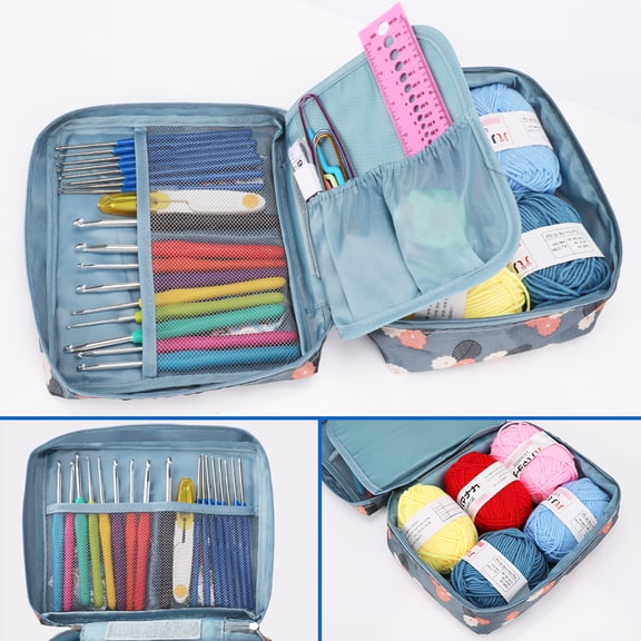 67 PCS Crochet Hook Set with Case, Crochet Kit with Yarn, Ergonomic Crochet Kits Include 5 Roll Yarn, Knitting Needles and Other Supplies, Full Crochet Starter Kit for Beginners Adults