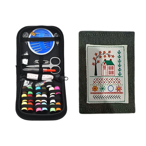 67 Pcs Sewing Kit with Thread, Needles, Scissors | Portable Sewing Supplies for Travel, Home & College | DIY Repair Gift Set for Beginners, Women & Men，Black