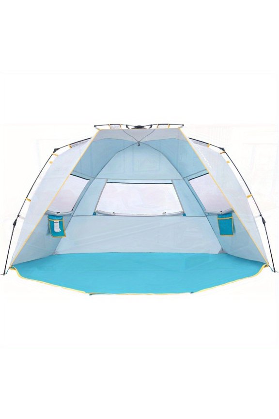67 Person Easy Up Beach Tent UPF 50+ Portable Instant Sun Shelter Canopy Umbrella with Extended Zippered Porch Blue