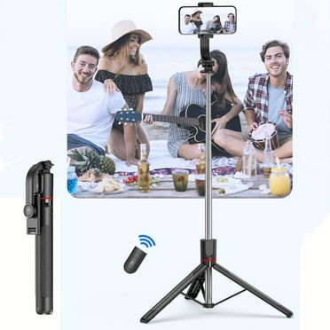 67" Phone Tripod, Extendable Selfie Stick Tripod with Bluetooth Remote, Stainless Steel Live Streaming Selfie Phone Tripod, Wireless Remote Shutter, Apply to Android and IOS Smartphone