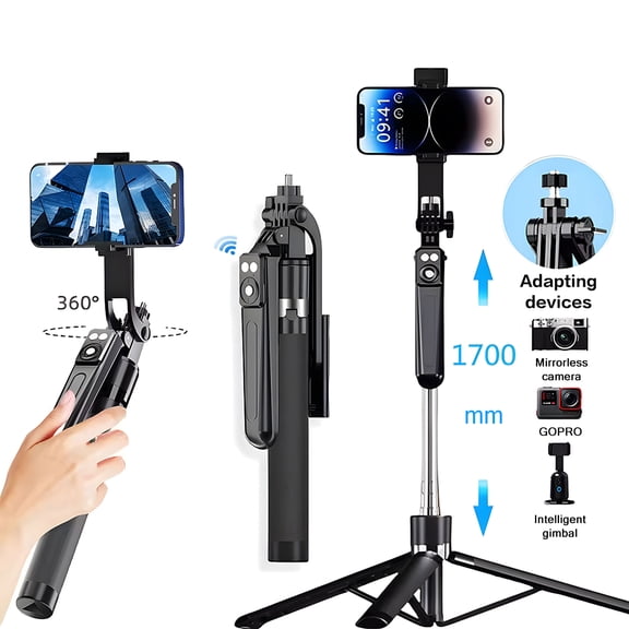 67" Phone Tripod Selfie Stick Compatible with iPhone, Samsung, Upgrade Mobile Stand for Home & Outdoor Use, Support Camera Video Recording Remote, Short Video Scrolling, Travel Photography Kit