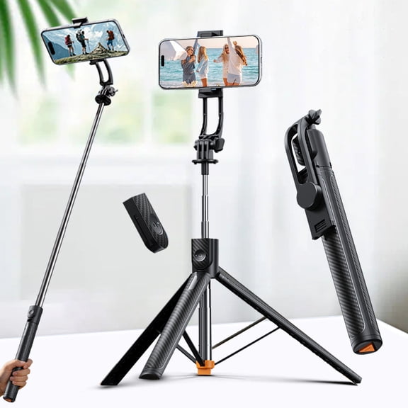 67" Phone Tripod, Tripod for iPhone & Selfie Stick with Control, Extendable Cell Phone Stand & Travel Phone Holder for Video Recording Vlog Phone Stand Compatible with iPhone/Android, Black