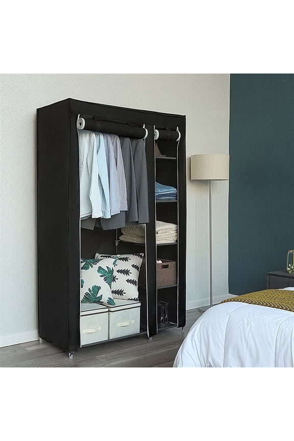 Portable Clothes Closet Wardrobe, 67", Quick and Easy to Assemble, with Non-woven Fabric and Hanging Rod