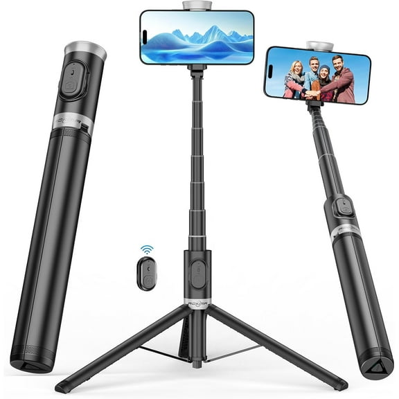 67" Selfie Stick Tripod, All in One Phone Tripod with Wireless Remote, Extendable Compact Tripods Portable Travel Stand for iPhone Android Selfie/Video Recording/Live Stream/Vlog