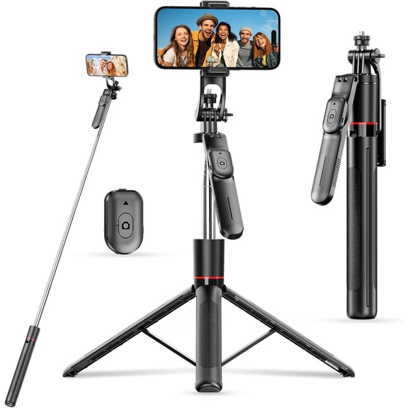 67" Selfie Stick Tripod for iPhone with Remote Control, Phone Holder and 1/4 Screw, Extendable Travel Essentials Tripod for Cell Phone, Camera, Phone Stand for Video Recording