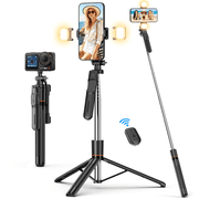 QIRITA Selfie Stick Tripod with Light, 67 Portable Phone Tripod with Remote, 360  Rotation Handle, Compatible with Iphone, Android/Vlog