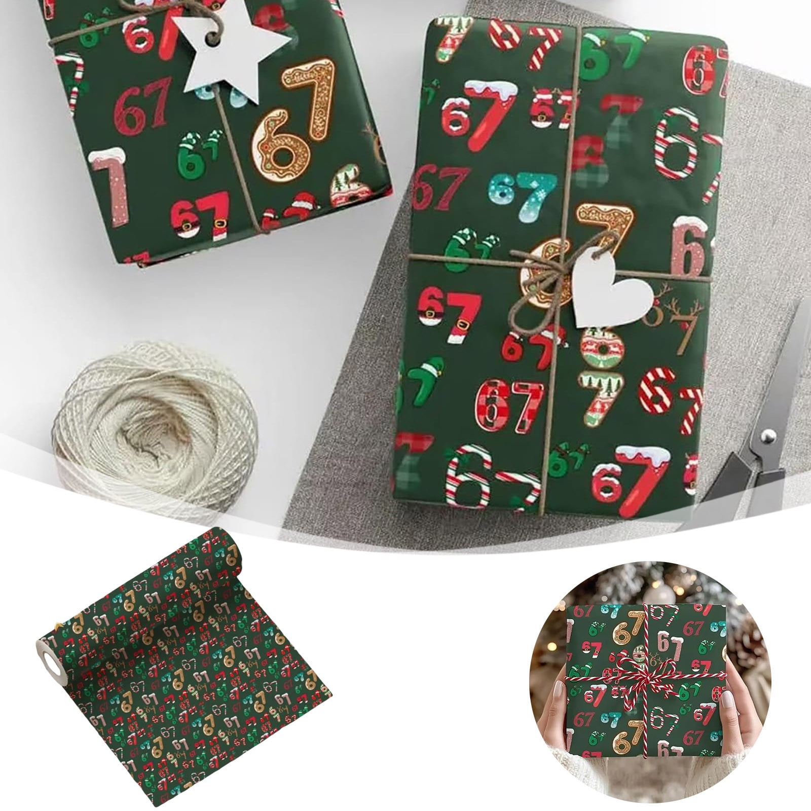 67 Sheets Christmas Wrapping Paper Set with Festive Holiday Designs for ...