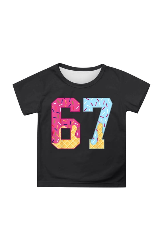 67 Shirt for Boys Girls 6 7 Number Six Seven Team Sports Matching T-Shirt Six Seven Ice Cream Cool Funny Number T-Shirt Graphic for Toddler/Little/Big Kid
