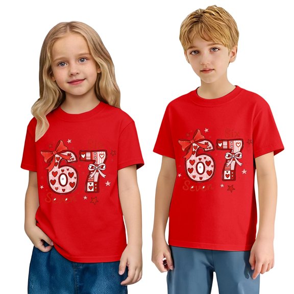 67 Shirt Six Seven Christmas Girls Fashion Graphic Print Loose Fit Casual Short Sleeve Tee Top Playful Comfortable Daily Wear Soft Breathable Kids Shirt