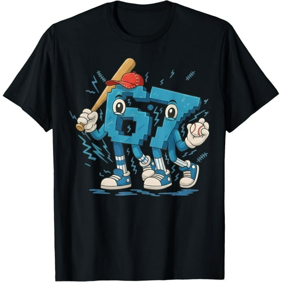 67 Six Seven 6-7 - Funny Italian Brainrot Kids Baseball T-Shirt- American fashion hot selling casual retro high quality 100% cotton T-shirt 1 piece