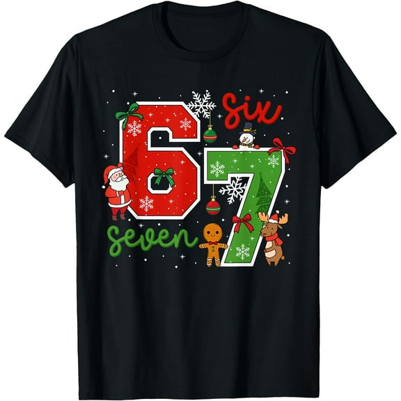 67 Six Seven 6 7 Meme Custome Couple Christmas Matching T-Shirt Shirts