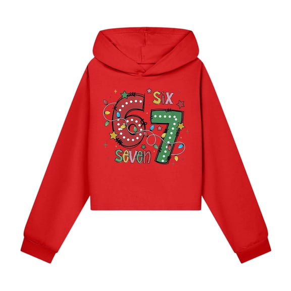 67 Six Seven Letter Hoodies Sweatshirts For Kids Hoodies Sweatshirts Casual Cropped Hoodie Red 160(13-14 Years)