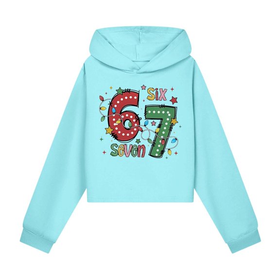 67 Six Seven Letter Hoodies Sweatshirts For Kids Hoodies Sweatshirts Casual Cropped Hoodie Sky Blue 130(8-9 Years)
