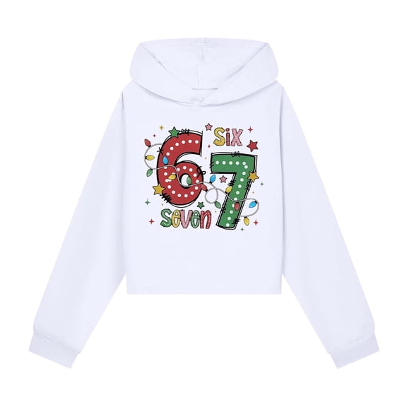 67 Six Seven Letter Hoodies Sweatshirts For Kids Hoodies Sweatshirts Casual Cropped Hoodie White 140(9-10 Years)