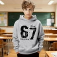 thumbnail image 1 of 67 Six Seven Letter Hoodies Sweatshirts For Kids Hoodies Sweatshirts Casual Boys Graphic Hooded Sweatshirt Long Sleeve Pullover With Print Athletic Top For Kids Youth Grey 90(2-3 Years), 1 of 8