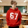 thumbnail image 1 of 67 Six Seven Letter Hoodies Sweatshirts For Kids Hoodies Sweatshirts Casual Boys Graphic Hooded Sweatshirt Long Sleeve Pullover With Print Athletic Top For Kids Youth Red 100(3-4 Years), 1 of 7