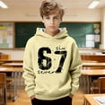 thumbnail image 1 of 67 Six Seven Letter Hoodies Sweatshirts For Kids Hoodies Sweatshirts Casual Boys Graphic Hooded Sweatshirt Long Sleeve Pullover With Print Athletic Top For Kids Youth Beige 140(9-10 Years), 1 of 7