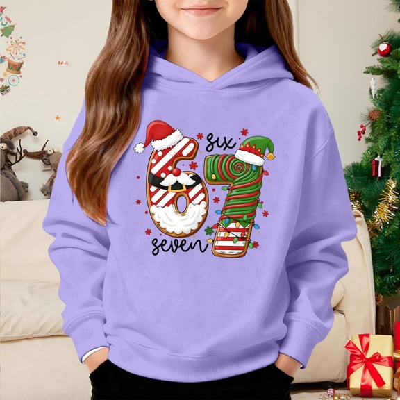 67 Six Seven Letter Hoodies Sweatshirts For Kids Hoodies Sweatshirts Casual Kids' Graphic Print Hooded Sweatshirt Unisex Pullover Fleece Jacket Purple 100(2-3 Years)