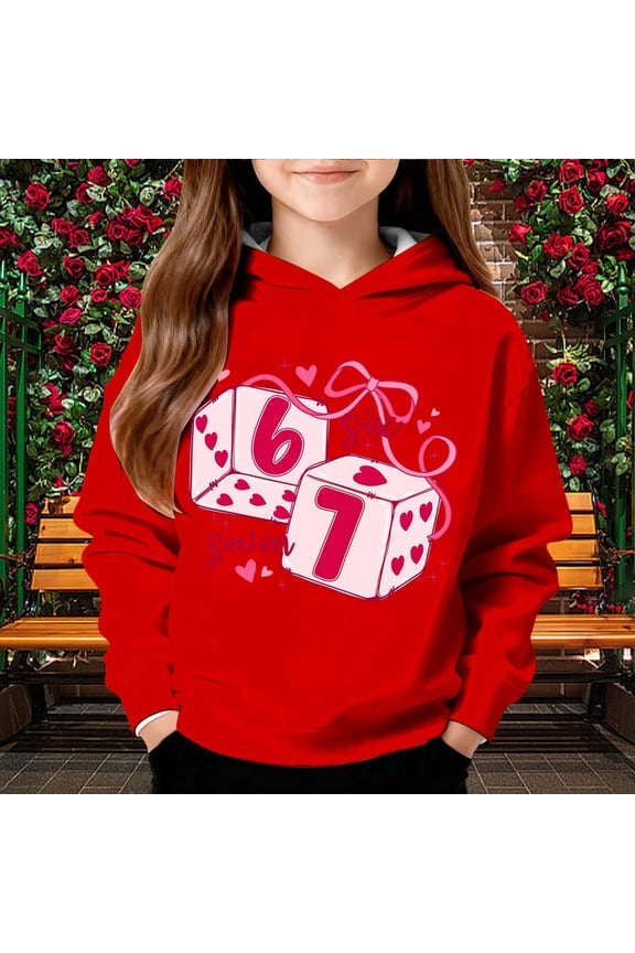 67 Six Seven Letter Hoodies Sweatshirts For Kids Hoodies Sweatshirts Casual Pullover Hoodie With Unique Valentine'S Day Print Girls And Boys Crewneck Sweatshirt Red 150(11-12 Years)