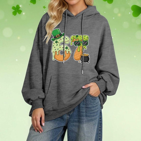 67 Six Seven Letter Hoodies Sweatshirts For Women Hoodies Sweatshirts Casual Stylish Print Hoodie For St Patrick'S Day Fashion Loose Fit Pullover With Drawstring Hood And Pockets Grey M