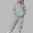 thumbnail image 1 of 67 Six Seven Letter Outfits Set For Kids Outfits Set Casual Girls Fashion Hoodie And Jogger Cute Printed Pullover Tracksuit For Kids And Daily Wear Grey 130(6-7 Years), 1 of 9