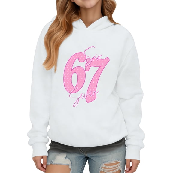 67 Six Seven Letter Sweatshirts For Kids Hoodies Sweatshirts Casual Boys Girls Fleece Tracksuit Warm 67 Pullover Hoodie Kids Outfit Cute 6 7 Printed Outfits White 150(10-11 Years)
