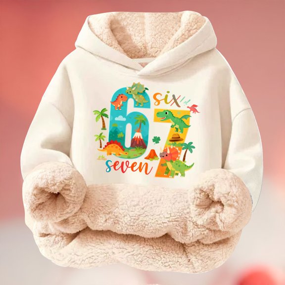 67 Six Seven Letter Sweatshirts For Kids Hoodies Sweatshirts Casual Colorful Printed Kids Hoodie Sweatshirt With No Pockets Color Design Youth Hoodie Beige 110(3-4 Years)