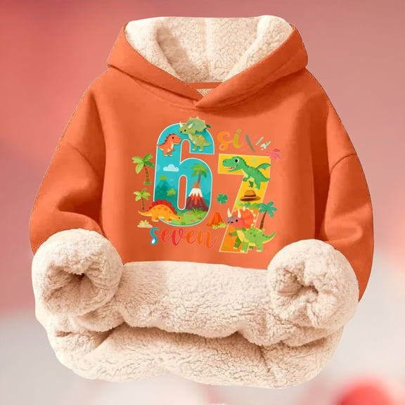 67 Six Seven Letter Sweatshirts For Kids Hoodies Sweatshirts Casual Colorful Printed Kids Hoodie Sweatshirt With No Pockets Color Design Youth Hoodie Orange 110(3-4 Years)