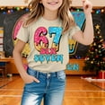 thumbnail image 1 of 67 Six Seven Letter T-Shirts For Kids T-Shirts Casual Fashionable Letter Print Short Sleeve T Shirt For Girls Daily Wear Top With Round Neck Design For Play And School Outfits Beige 100(2-3 Years), 1 of 5