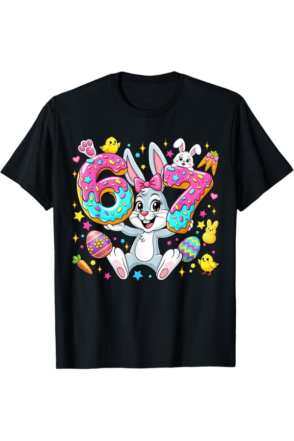 67 Six Seven Meme 6 7 Cute Rabbit Bunny Easter Day T-Shirt Shirts