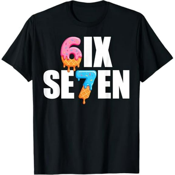 67 Six Seven Meme Gen Alpha Slang Colorful Drip Effect T-Shirt