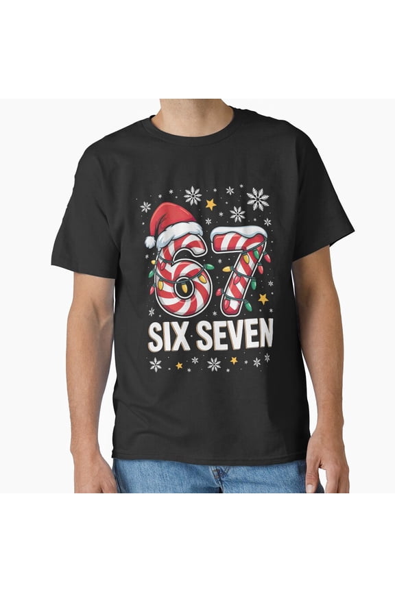 67 Six Seven Snowflakes Merry Winter Spark Scene Festive Unisex T-Shirt, up to size 5XL