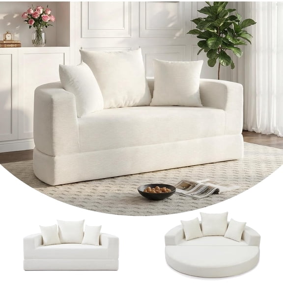 67'' Sleeper Sofa for Small Spaces,Convertible Foldable Couch Bed with Armrests,Space Saving Guest Bed for Apartments,Dorms,Living Room
