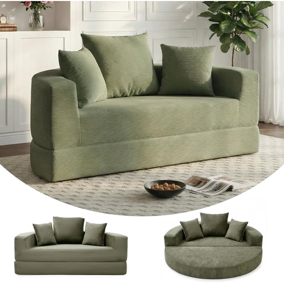 67'' Sleeper Sofa for Small Spaces,Convertible Foldable Couch Bed with Armrests,Space Saving Guest Bed for Apartments,Dorms,Living Room