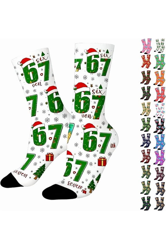 67 Socks 6 7 Meme Novelty Six Seven Crew Socks Funny Gifts For Boys Girls Men Women