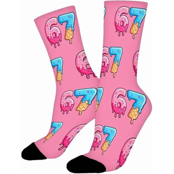 67 Socks 6 7 Meme Novelty Six Seven Crew Socks Funny Gifts For Boys Girls Men Women