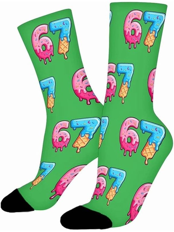 67 Socks 6 7 Meme Novelty Six Seven Crew Socks Funny Gifts For Boys Girls Men Women