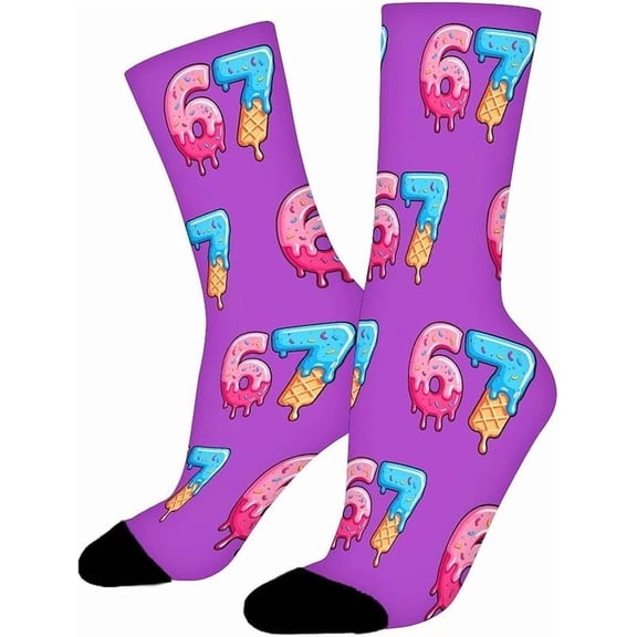67 Socks 6 7 Meme Novelty Six Seven Crew Socks Funny Gifts For Boys Girls Men Women