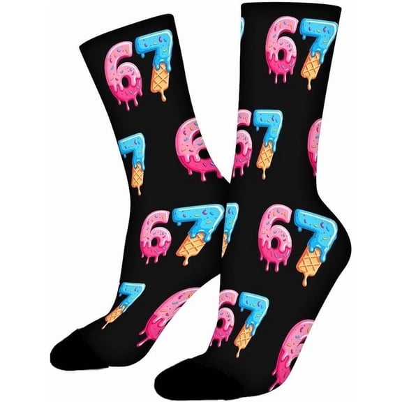 67 Socks 6 7 Meme Novelty Six Seven Crew Socks Funny Gifts For Boys Girls Men Women