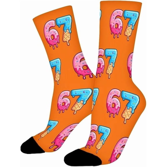 67 Socks 6 7 Meme Novelty Six Seven Crew Socks Funny Gifts For Boys Girls Men Women