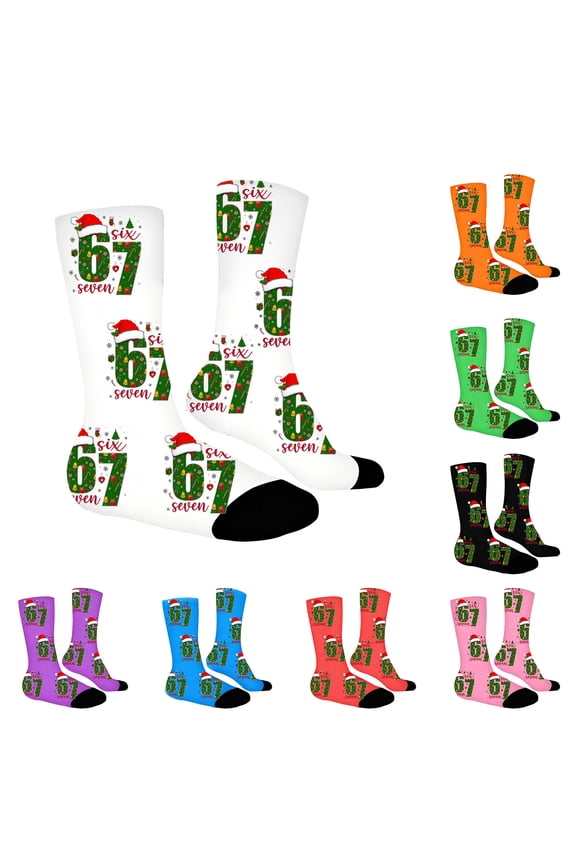67 Socks 6 7 Meme Novelty Six Seven Crew Socks Funny Gifts For Boys Girls Men Women