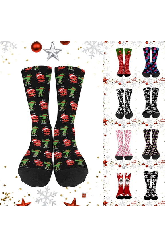 67 Socks Ice Cream 6 7 Meme Novelty Six Seven Number Crew Socks Funny Gifts For Boys Girls Kids Sports Socks