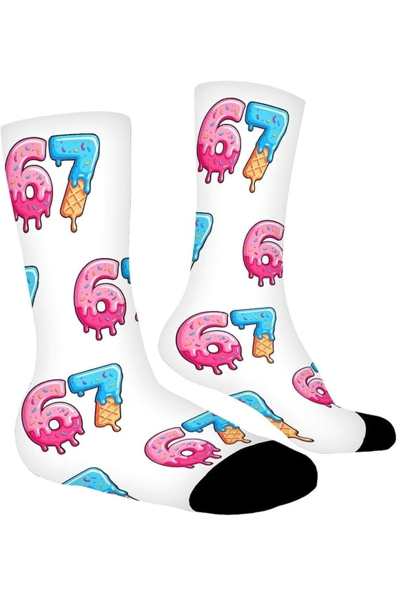 67 Socks Ice Cream, Christmas Novelty Socks, Funny Gifts for Boys Girls Men Women and Six Seven Stuff Lovers