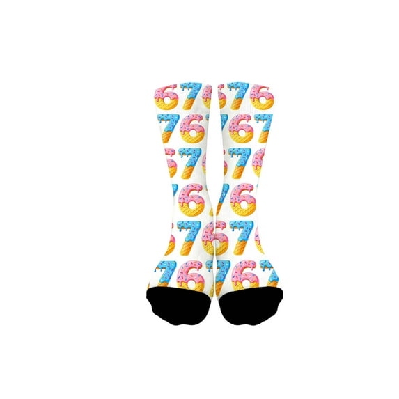 67 Socks Kids – Cute Six Seven Meme Socks for Boys Girls, Soft Comfortable Funny 67 Socks for School, Daily Wear & Gifts, Colorful Novelty Children Crew Socks