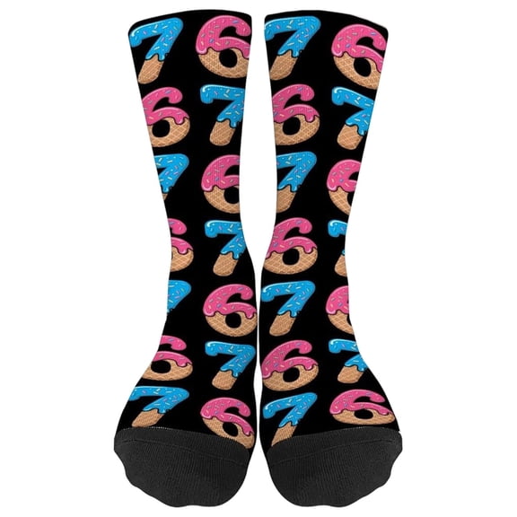 67 Socks Six Seven Ice Cream Funny Number Socks Meme Christmas Stocking Stuffing Gifts for Boys and Girls 7-13 Years Multicolour2