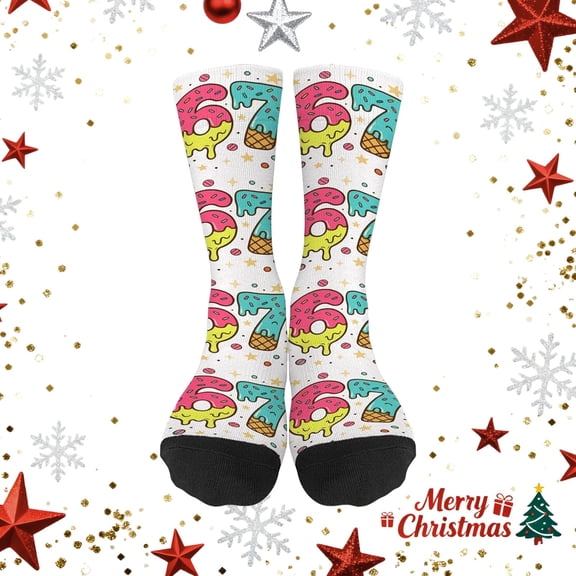 67 Socks for Boys Girls Six Seven Meme Design Funny Mason 6 7 Creams Drips Baseball Socks,67 christmas Socks,christmas kids gifts