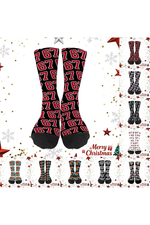 67 Socks for Boys Girls Six Seven Meme Design Funny Mason 6 7 Creams Baseball Socks